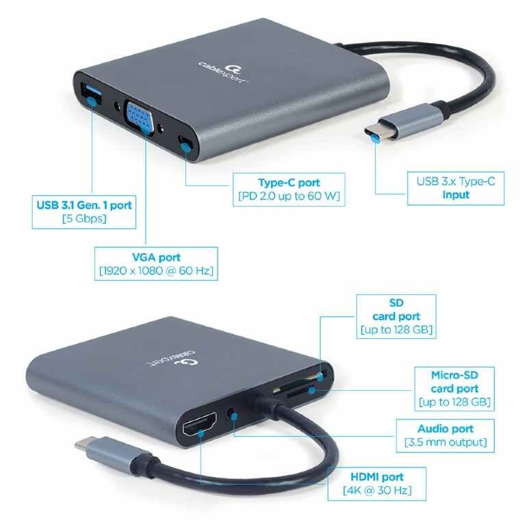 Combo Adapter Interface USB-C 6-in-1