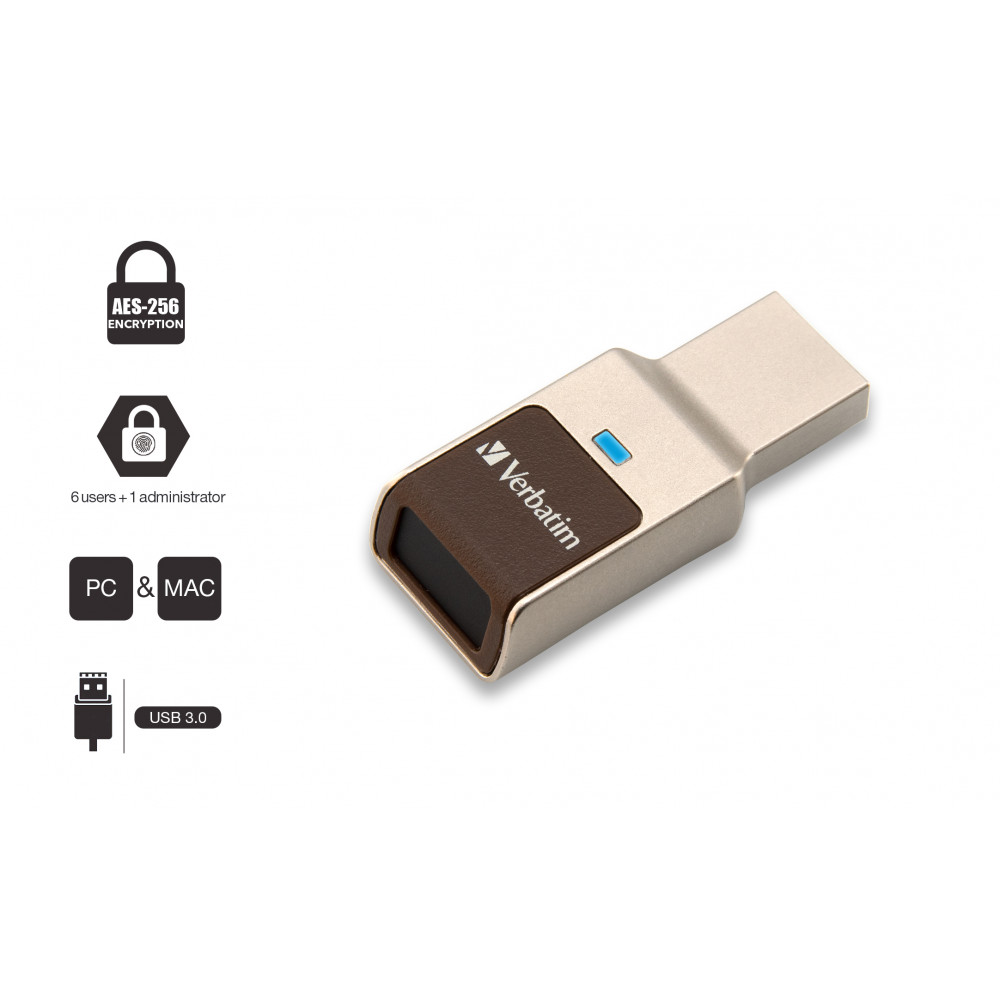 Verbatim Fingerprint Secure USB Flash Drive USB 3.2 Gen 1 64GB