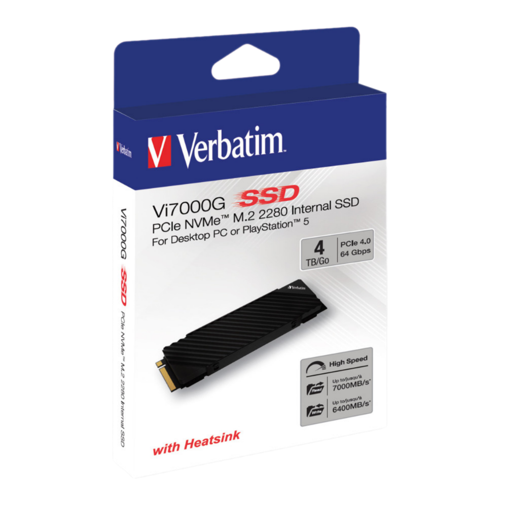 Verbatim SSD M.2 NVMe (2280) PCIe Gen3x4 4TB Vi7000 with hea...