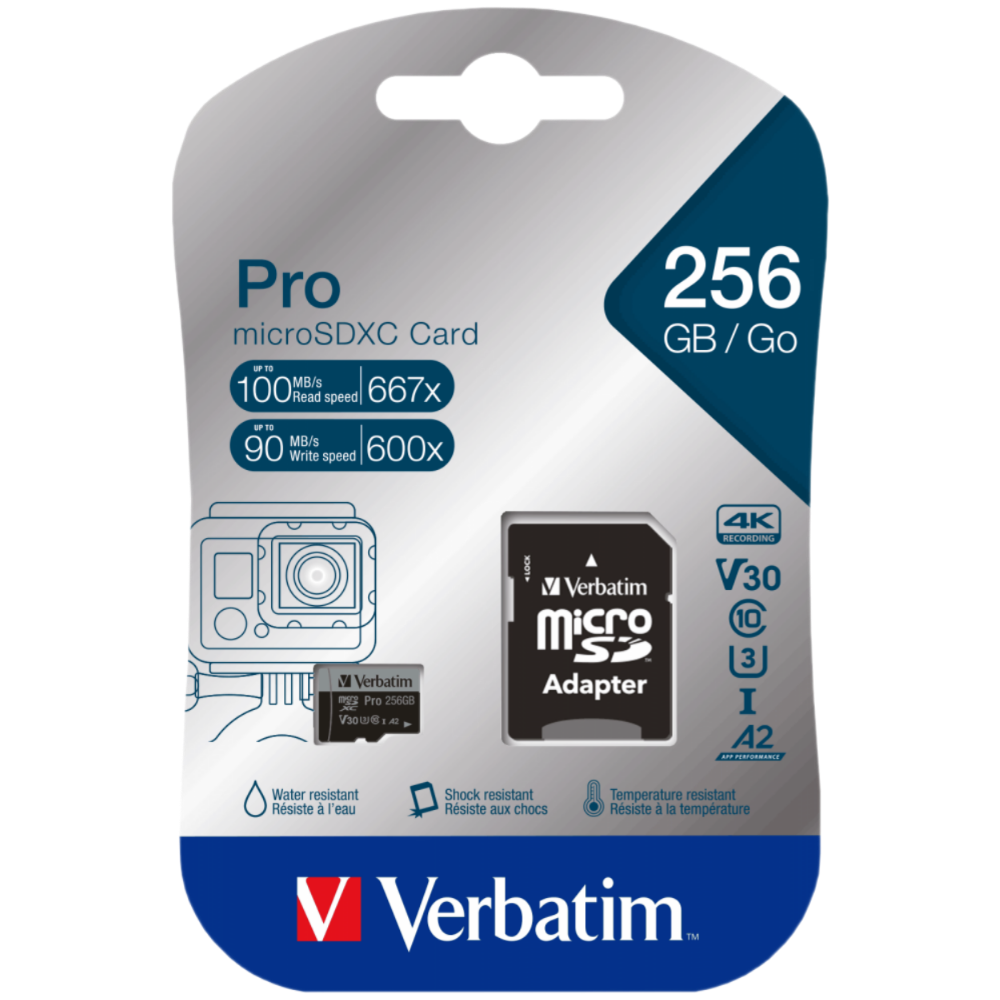 Verbatim MICRO SDXC 256GB USH-I U3 Pro (With Adaptor)