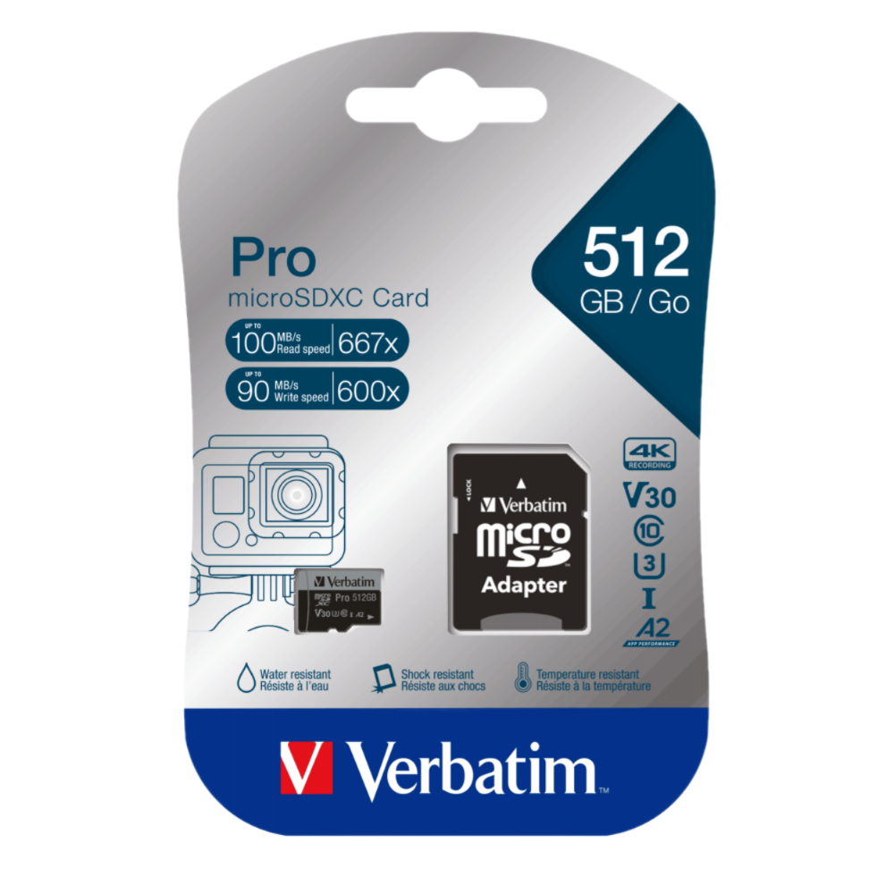 Verbatim MICRO SDXC 512GB USH-I U3 Pro (With Adaptor)