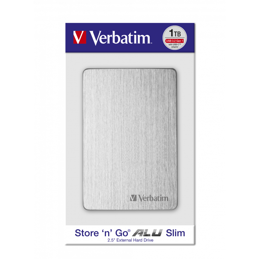 Verbatim 2.5“ 1TB USB 3.0 Alu Silver (Incl. Type C Adapter)